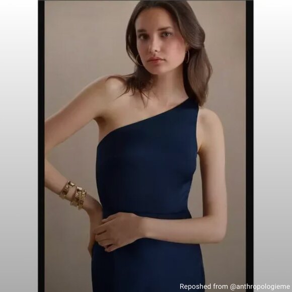 BHLDN Dylan One-Shoulder Satin Side-Slit Gown - Picture 3 of 4